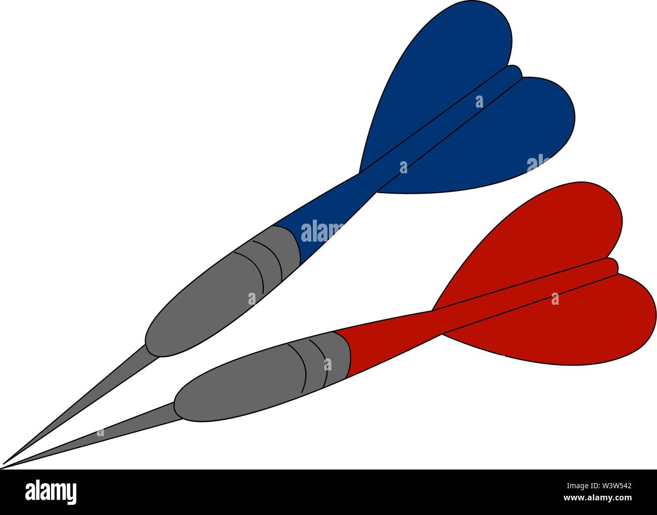 Blau und Rot Javelin, Illustration, Vektor auf weißem Hintergrund. Stock Vektor