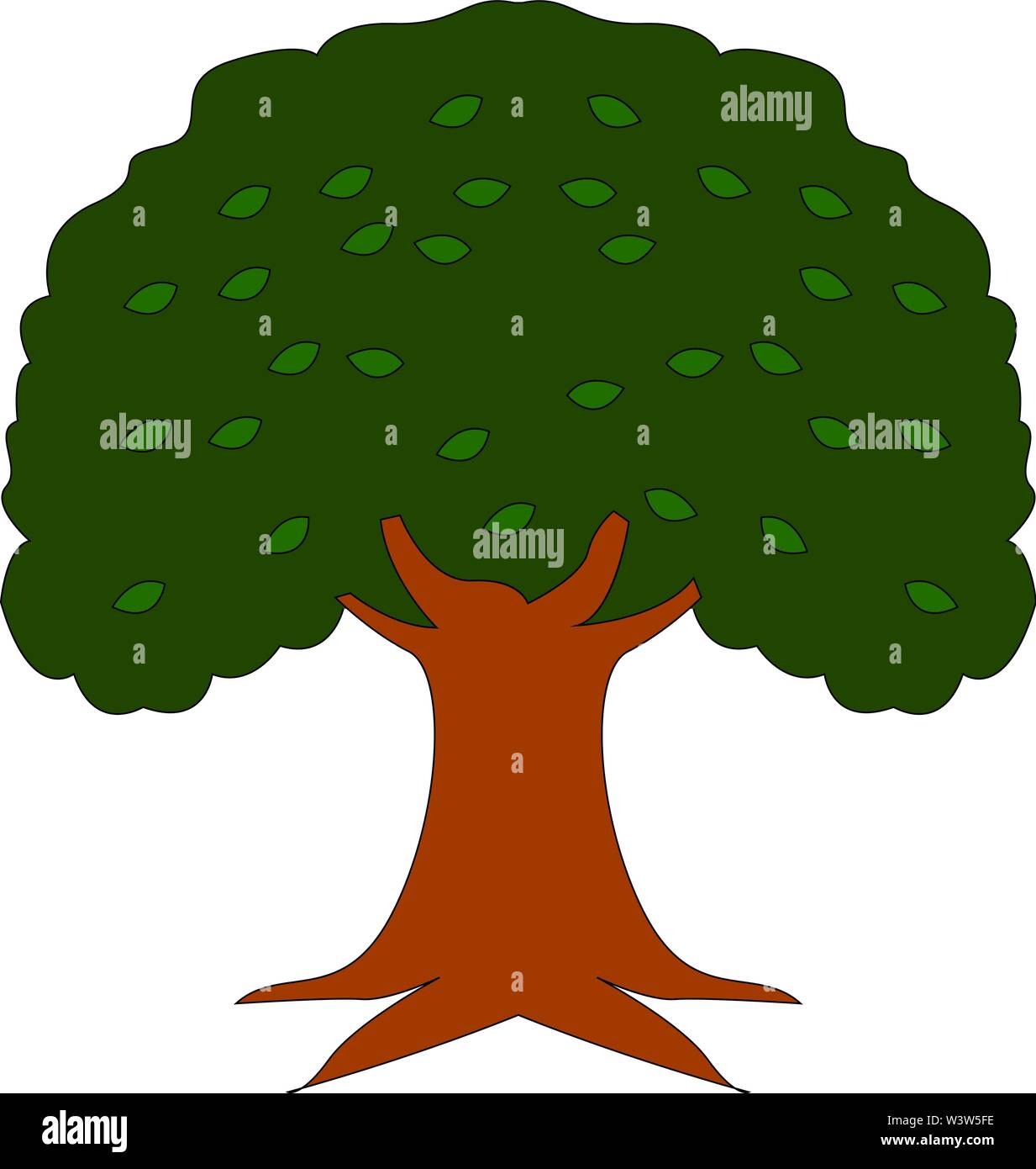 Big Oak Tree, Illustration, Vektor auf weißem Hintergrund. Stock Vektor