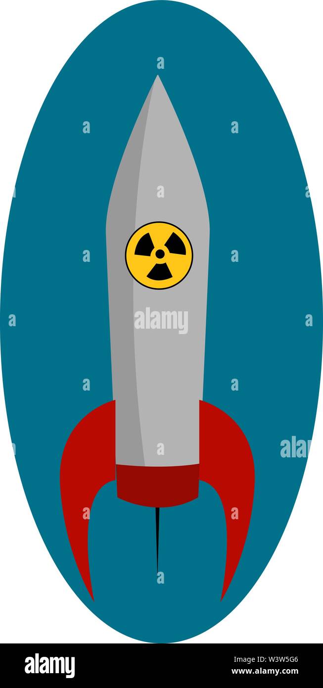 Große nukleare Rakete, Illustration, Vektor auf weißem Hintergrund. Stock Vektor