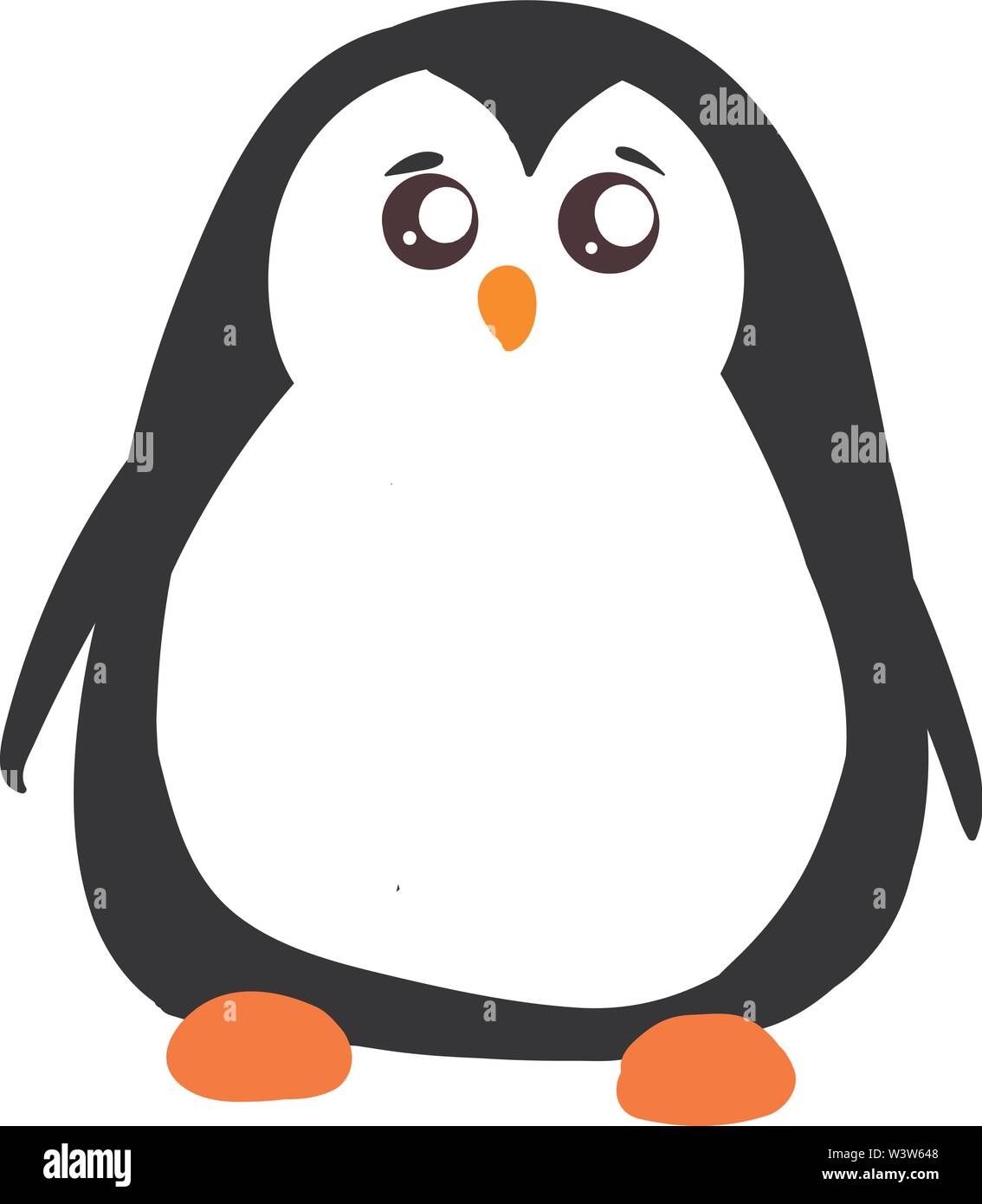 Traurigen kleinen Pinguin, Illustration, Vektor auf weißem Hintergrund. Stock Vektor