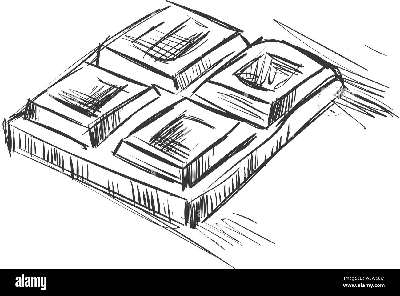 Schokolade, Zeichnung, Illustration, Vektor auf weißem Hintergrund. Stock Vektor