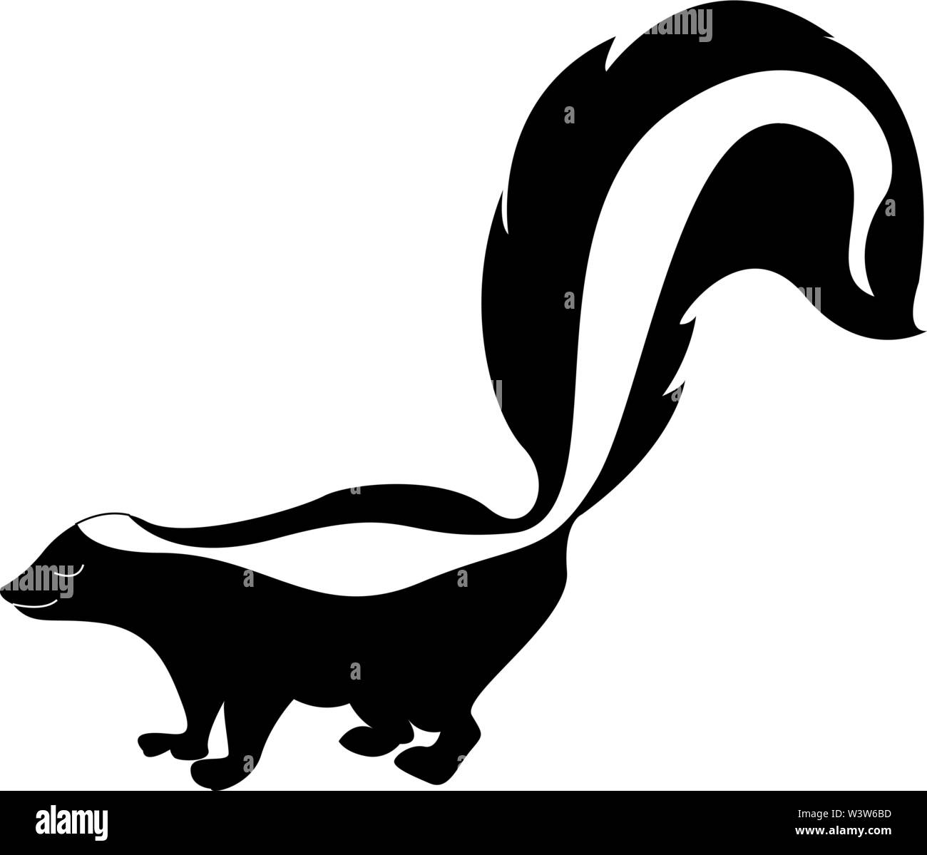 Skunk mit grossen Schwanz, Illustration, Vektor auf weißem Hintergrund. Stock Vektor