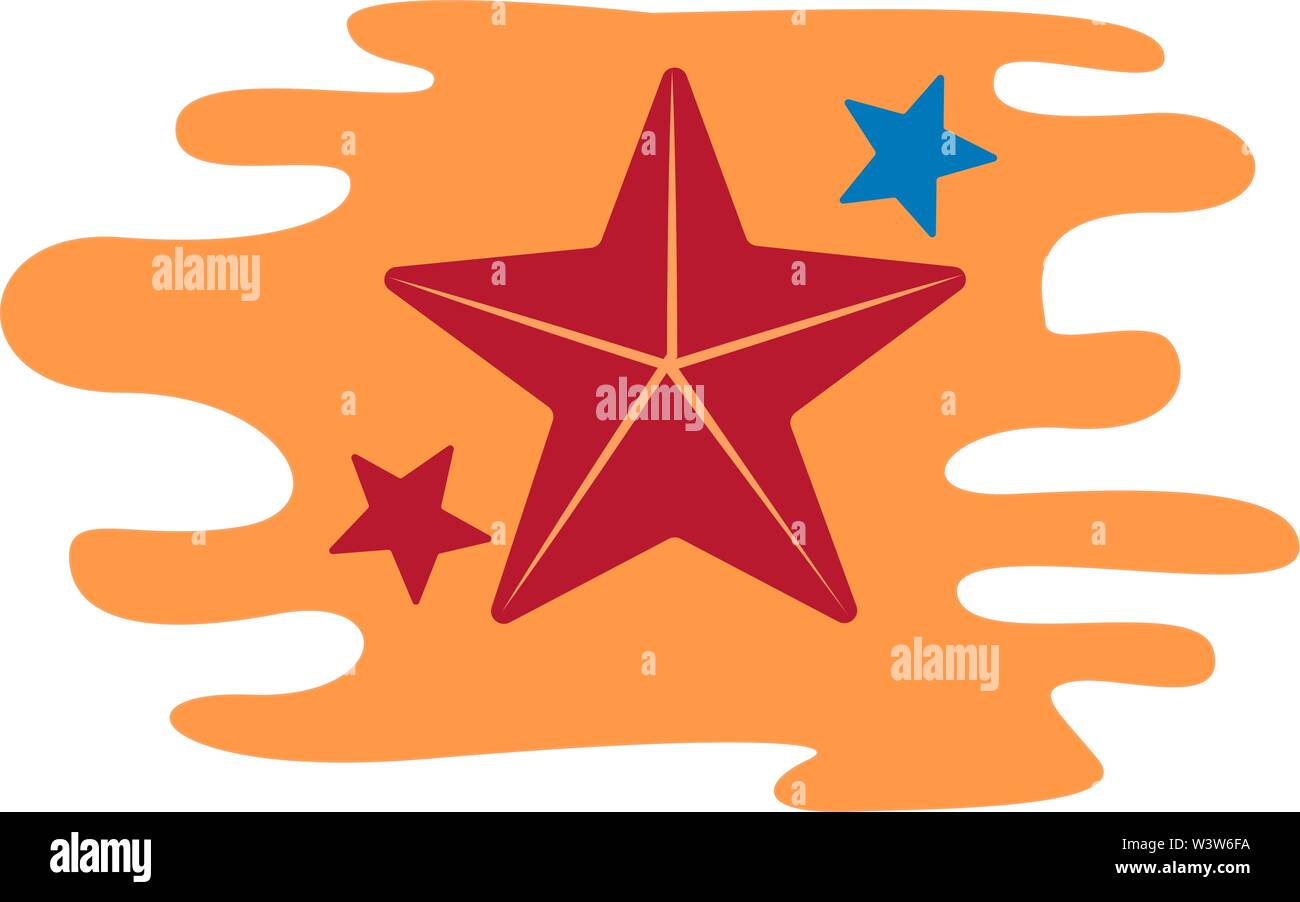 Auf Sand, Illustration Seesterne, Vektor auf weißem Hintergrund. Stock Vektor