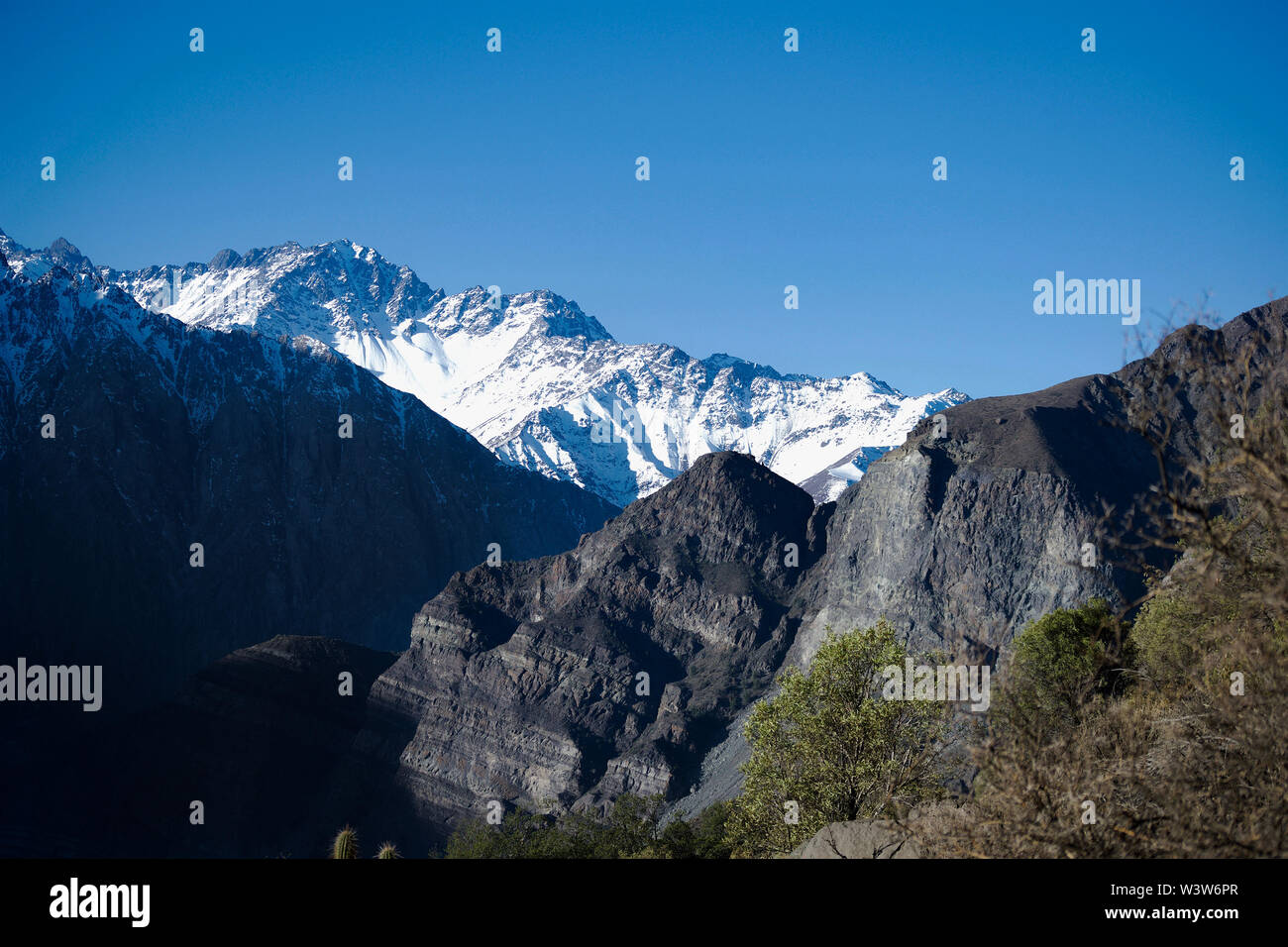 Cordillera der chilenischen Anden, cajon del Maipo. Stockfoto