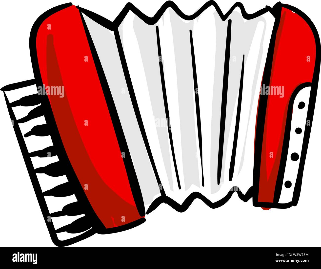 Red Akkordeon, Illustration, Vektor auf weißem Hintergrund. Stock Vektor