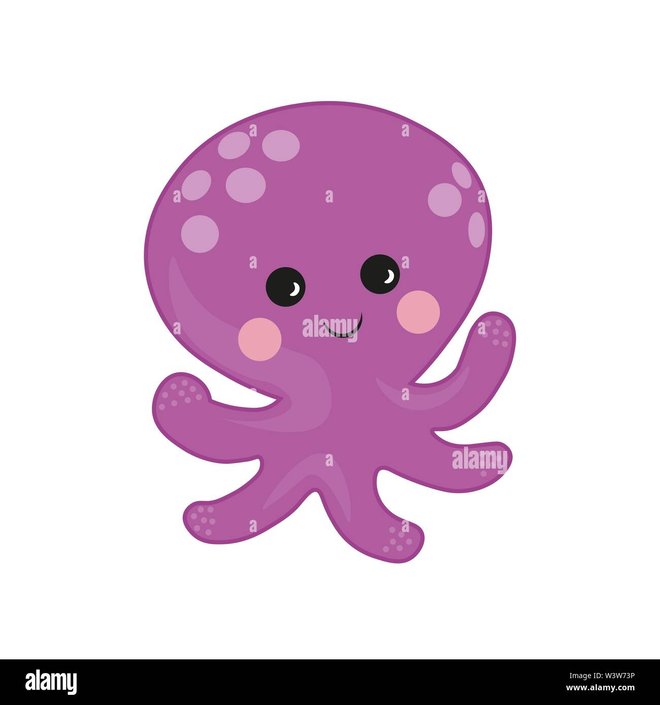 Marine Einwohner. Octopus cartoon Vector Illustration. lila cute Octopus Illustration für Kinder und Babys. Meer Kreatur. Stock Vektor