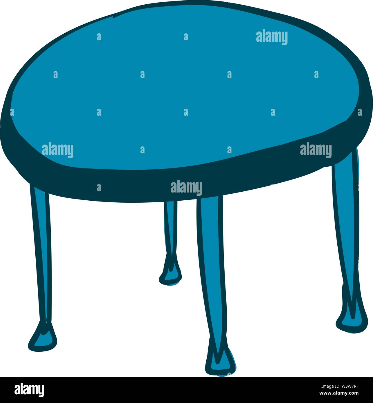 Blauer runder Tisch, Illustration, Vektor auf weißem Hintergrund. Stock Vektor