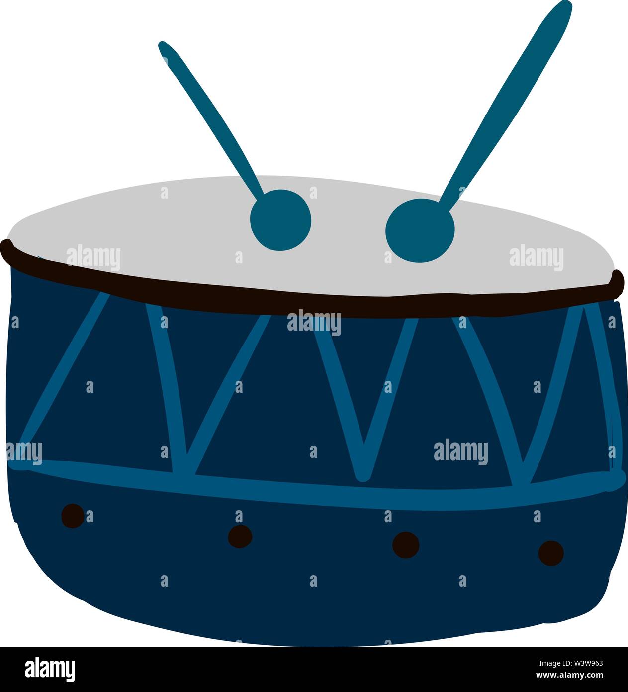Blaue Trommel, Illustration, Vektor auf weißem Hintergrund. Stock Vektor