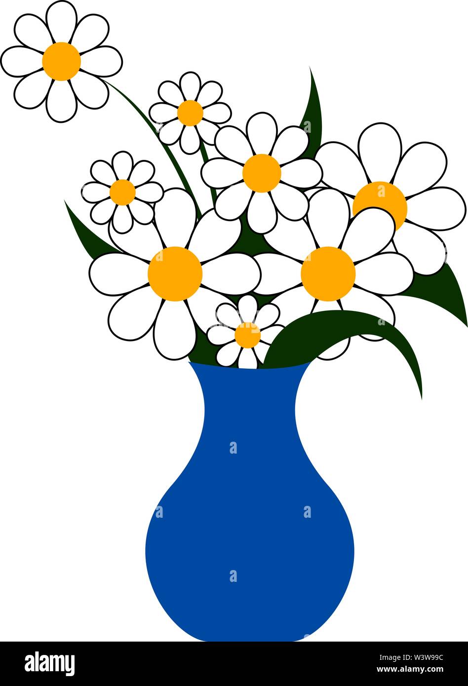 Blumen in der Vase, Illustration, Vektor auf weißem Hintergrund. Stock Vektor