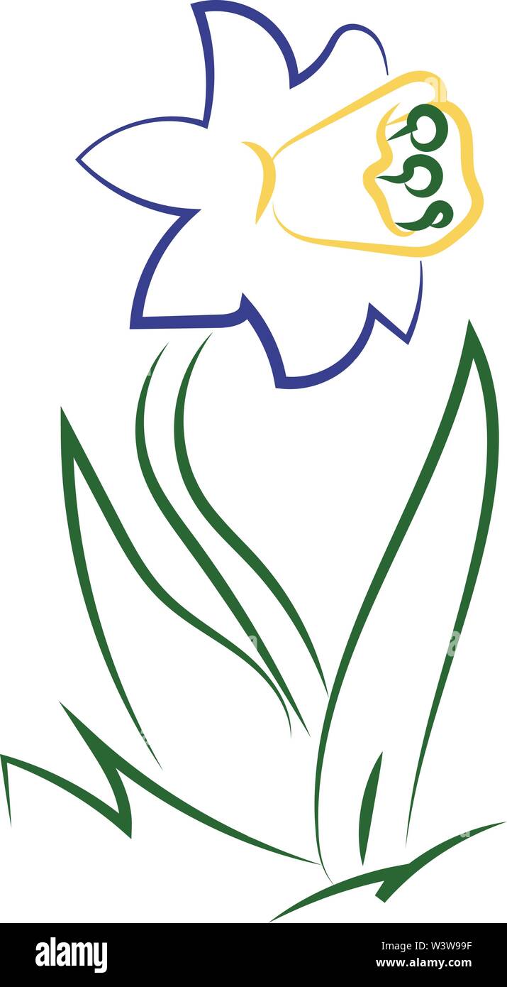 Blume Zeichnen, Illustration, Vektor auf weißem Hintergrund. Stock Vektor