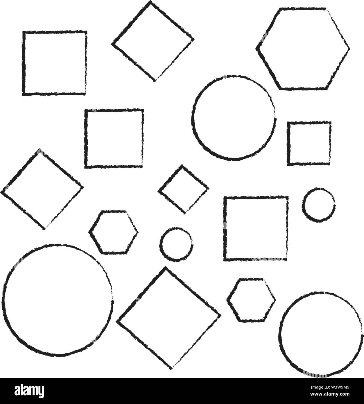 Handdrawing Formen, Illustration, Vektor auf weißem Hintergrund. Stock Vektor