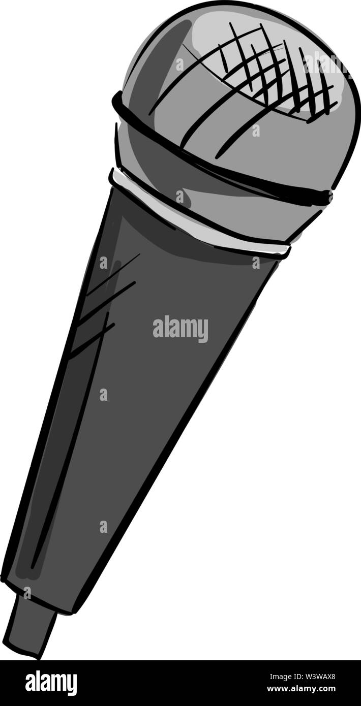 Grau, Mikrofon, Illustration, Vektor auf weißem Hintergrund. Stock Vektor