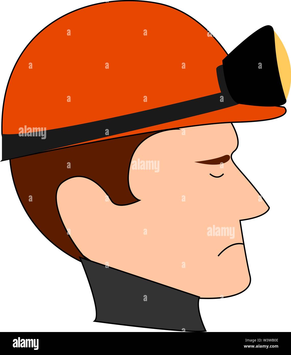 Bergmann mit roten Helm, Illustration, Vektor auf weißem Hintergrund. Stock Vektor