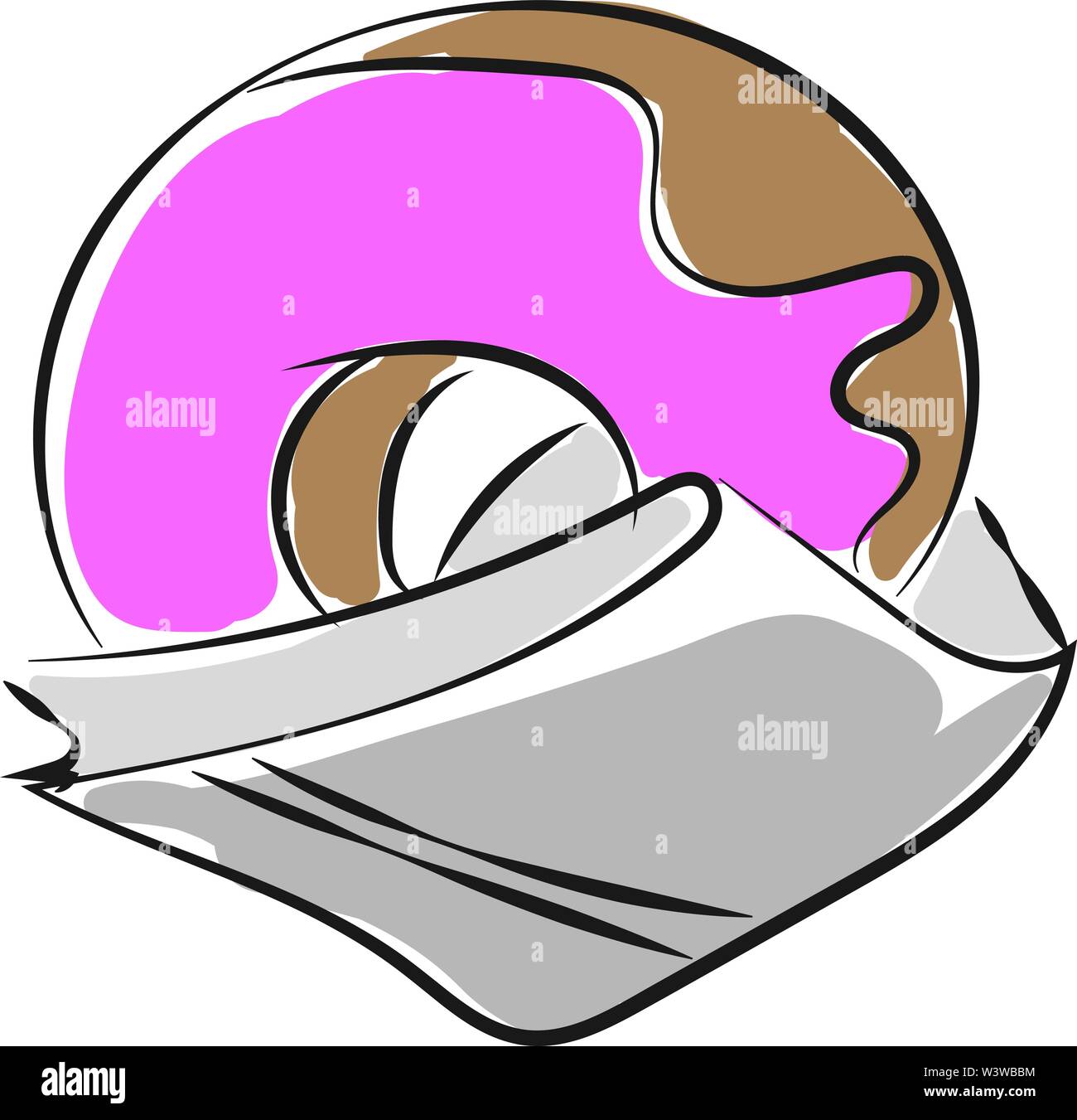 Donut in Papier, Illustration, Vektor auf weißem Hintergrund. Stock Vektor