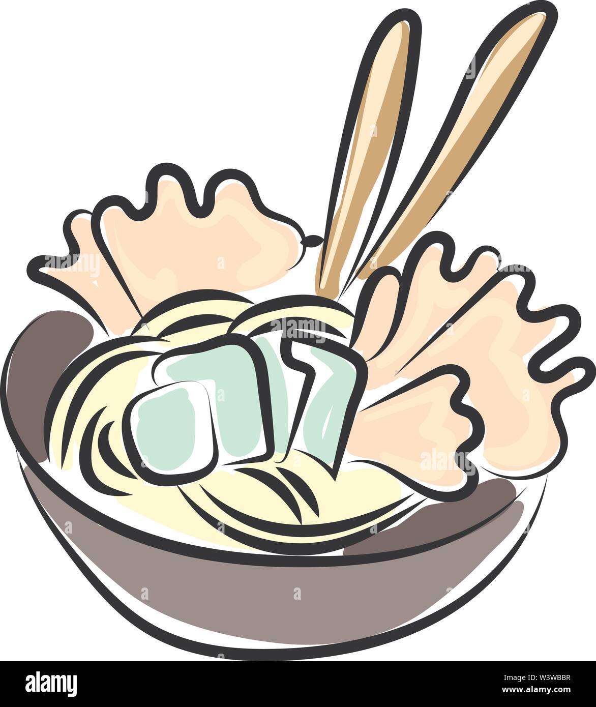 Paste Essen, Illustration, Vektor auf weißem Hintergrund. Stock Vektor