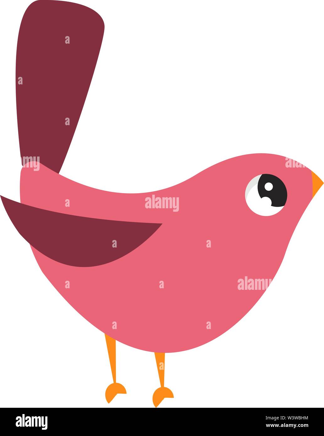 Rosa süße Vogel, Illustration, Vektor auf weißem Hintergrund. Stock Vektor