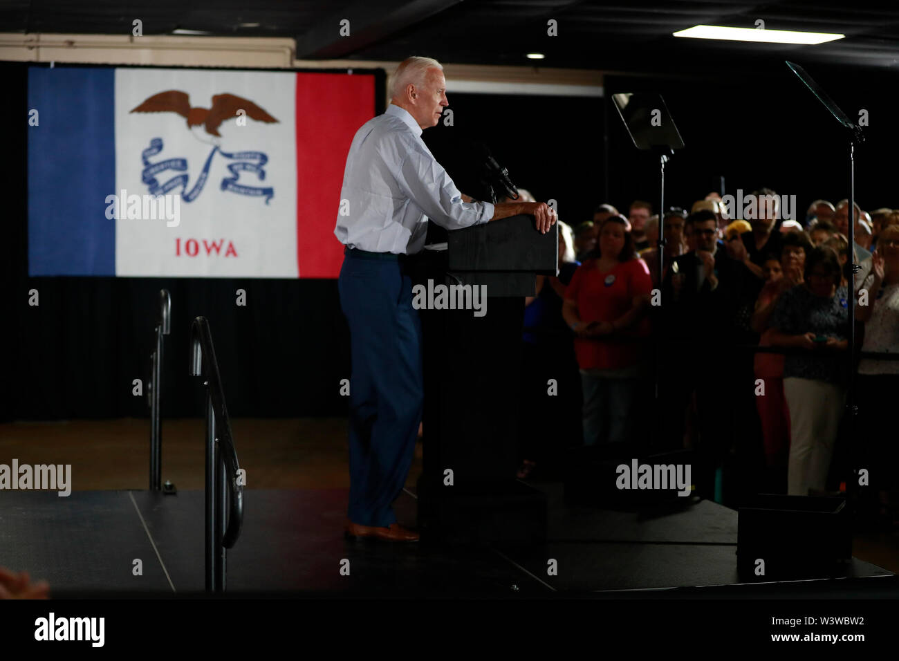 07172019 - Council Bluffs, Iowa, USA: die ehemaligen Vereinigten Staaten Vizepräsident Joe Biden Kampagnen für die demokratische Nominierung für die Präsidentschaftswahl 2020 Vereinigte Staaten an der Basis Wagen Events Center, Mittwoch, Juli 17, 2019 in Council Bluffs, Iowa. Stockfoto