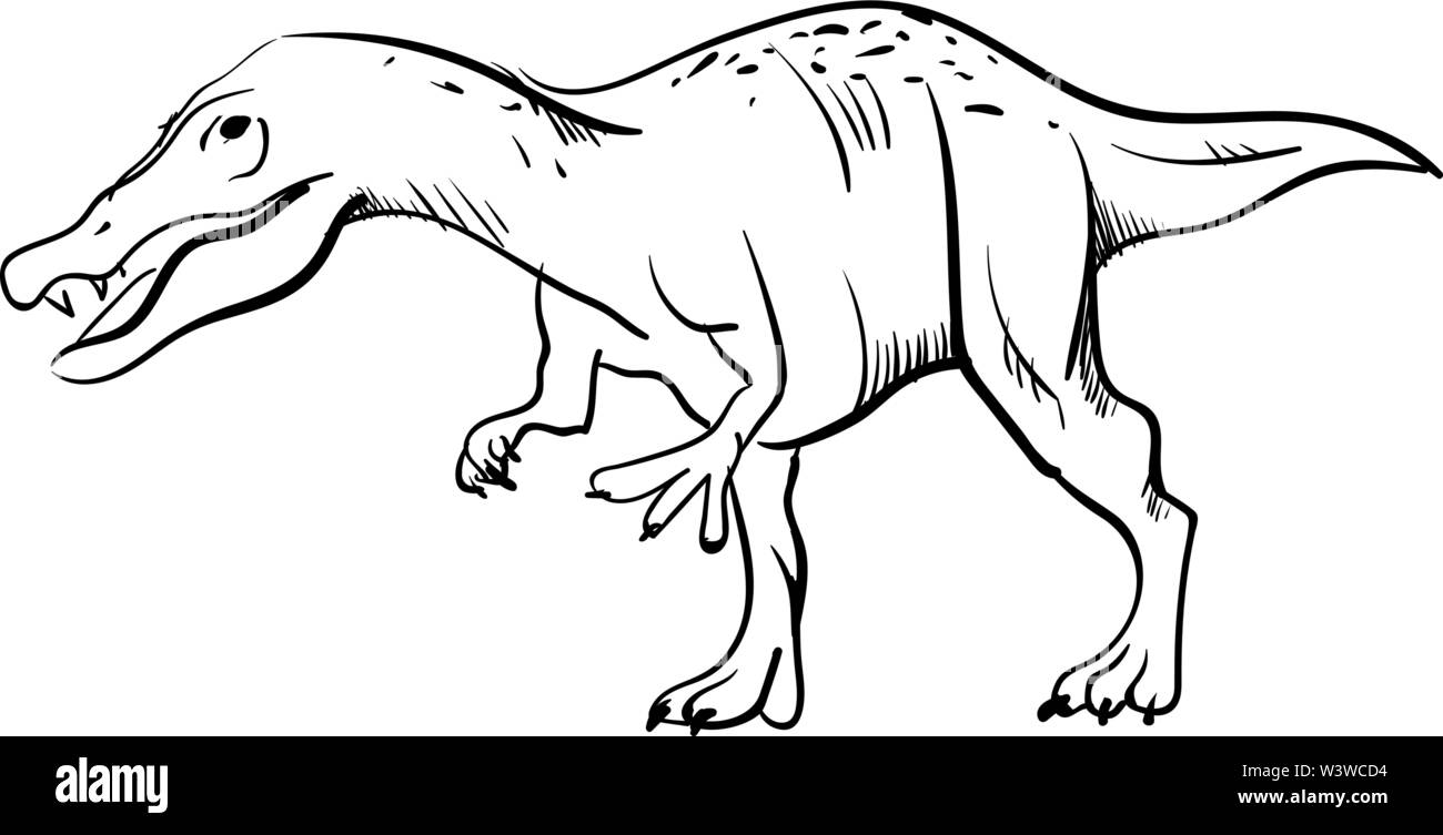 Gefahr Dinosaurier Zeichnen, Illustration, Vektor auf weißem Hintergrund. Stock Vektor