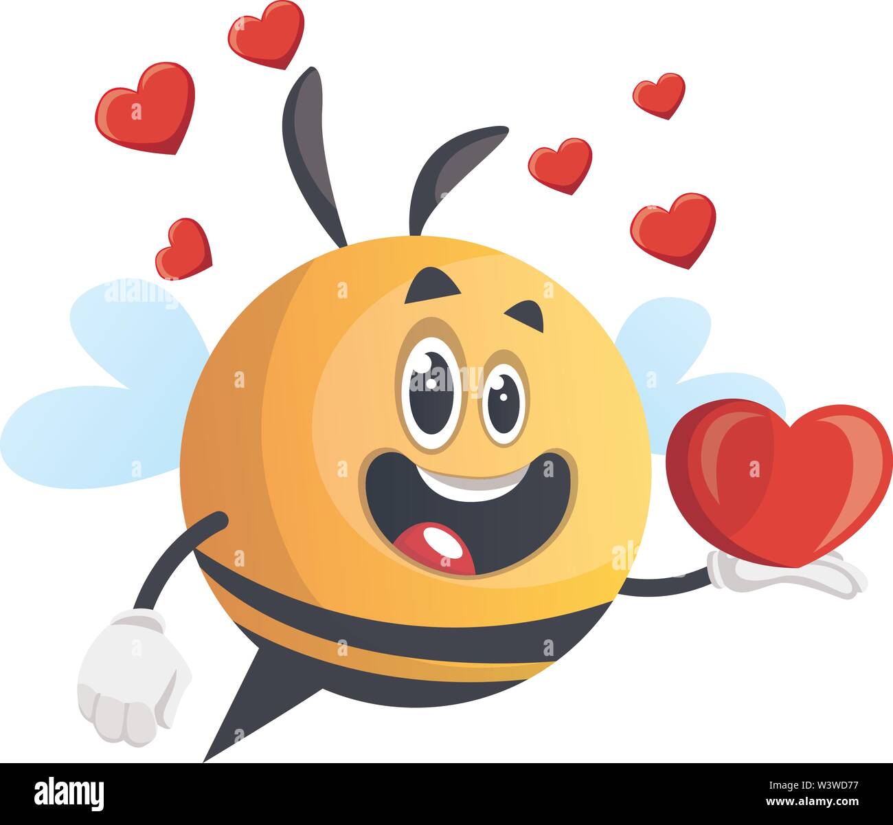 Biene eine Feuerstelle, Biene in Liebe, Illustration, Vektor auf weißem Hintergrund. Stock Vektor