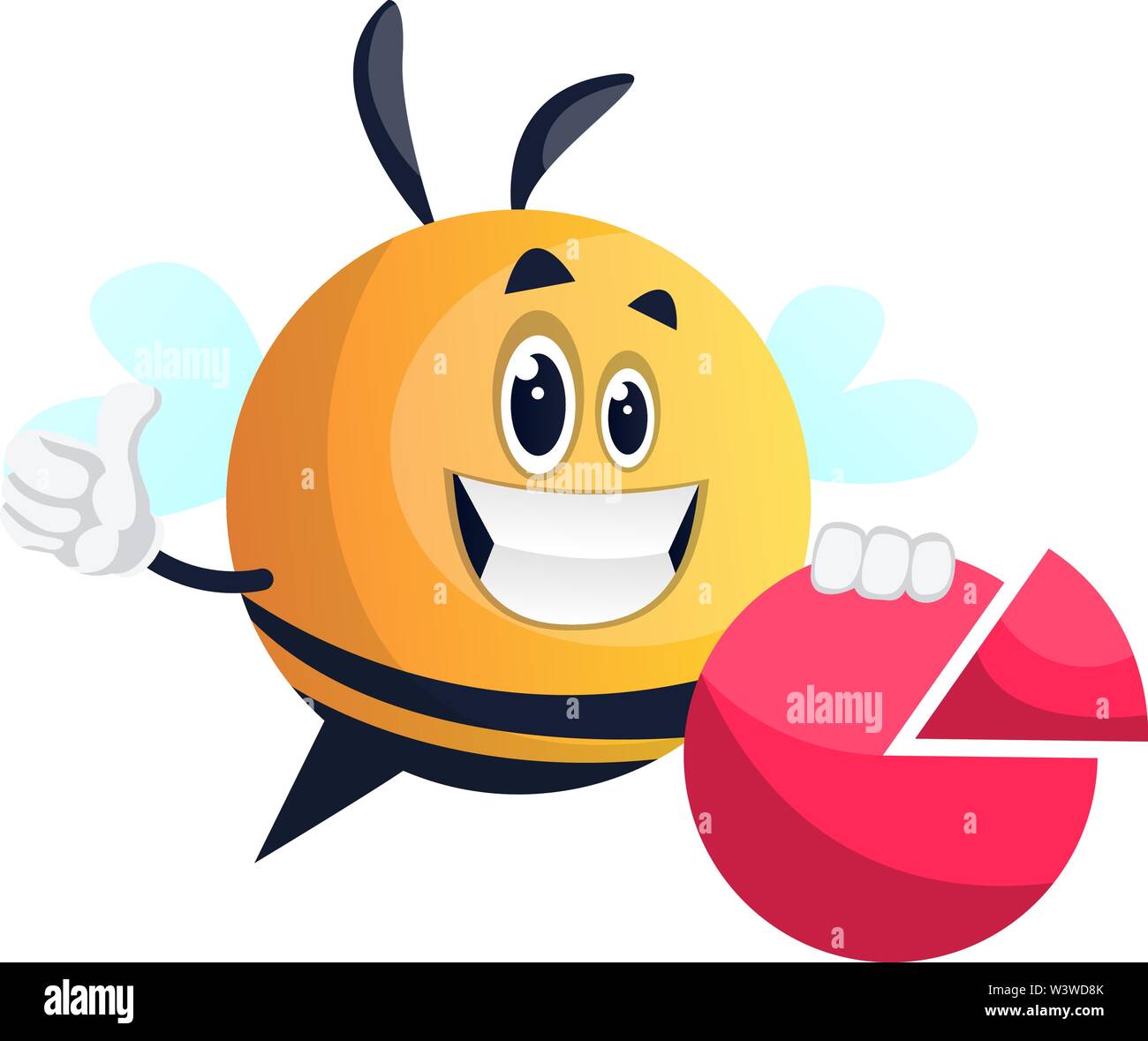 Biene biene Holding mit Daumen hoch, ein Stück, Illustration, Vektor auf weißem Hintergrund. Stock Vektor