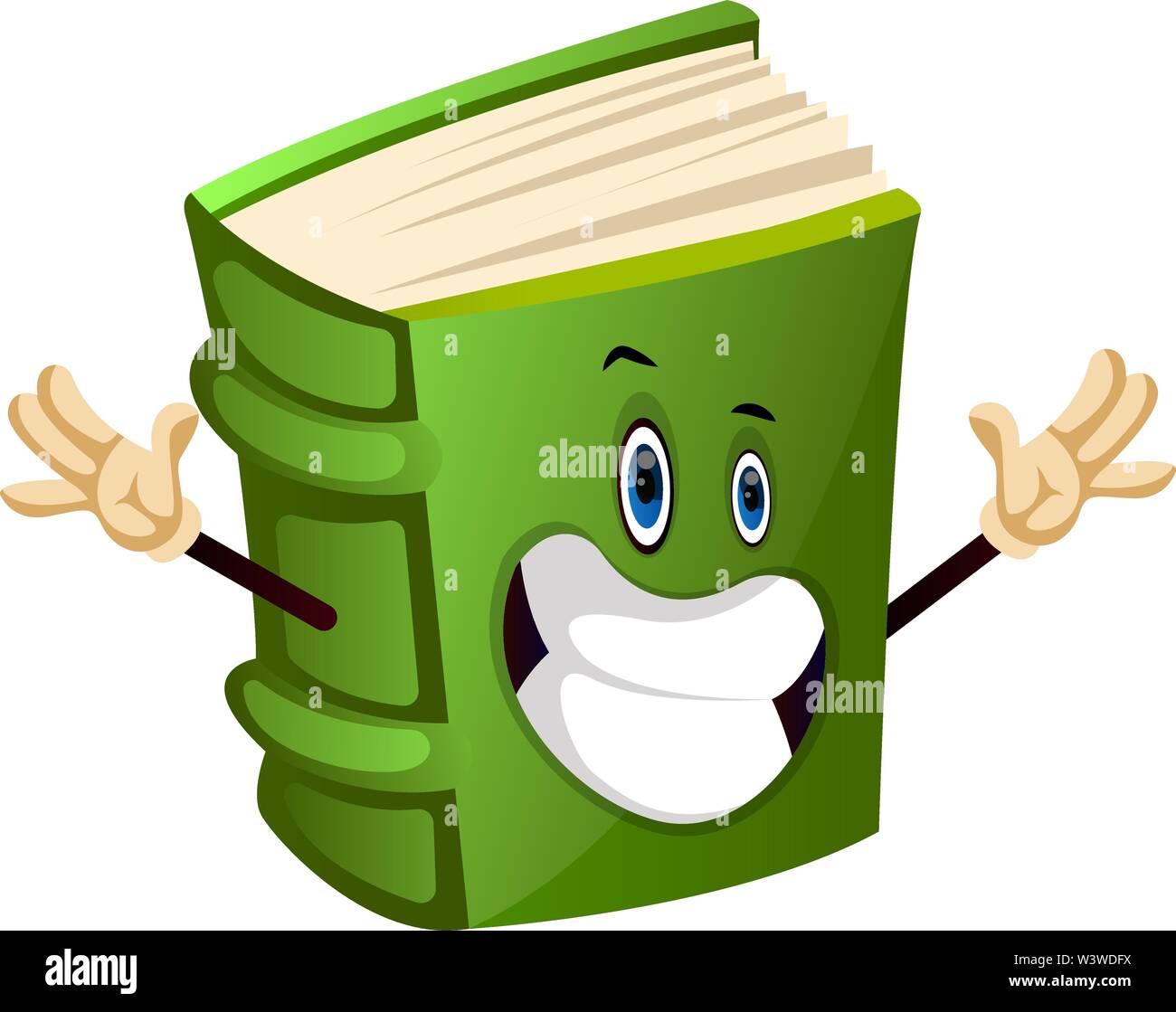 Cartoon buch Charakter Gefühl glücklich ist, Illustration, Vektor auf weißem Hintergrund. Stock Vektor