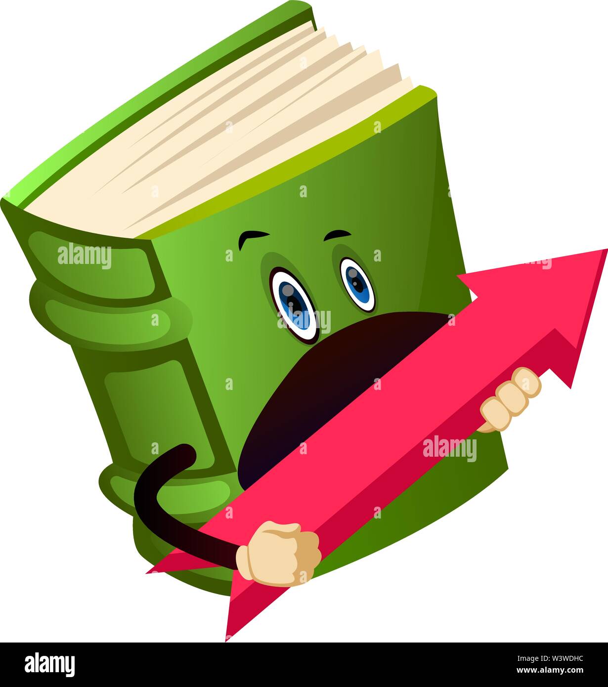 Cartoon buch Charakter ist ein Pfeil, Illustration, Vektor auf weißem Hintergrund. Stock Vektor