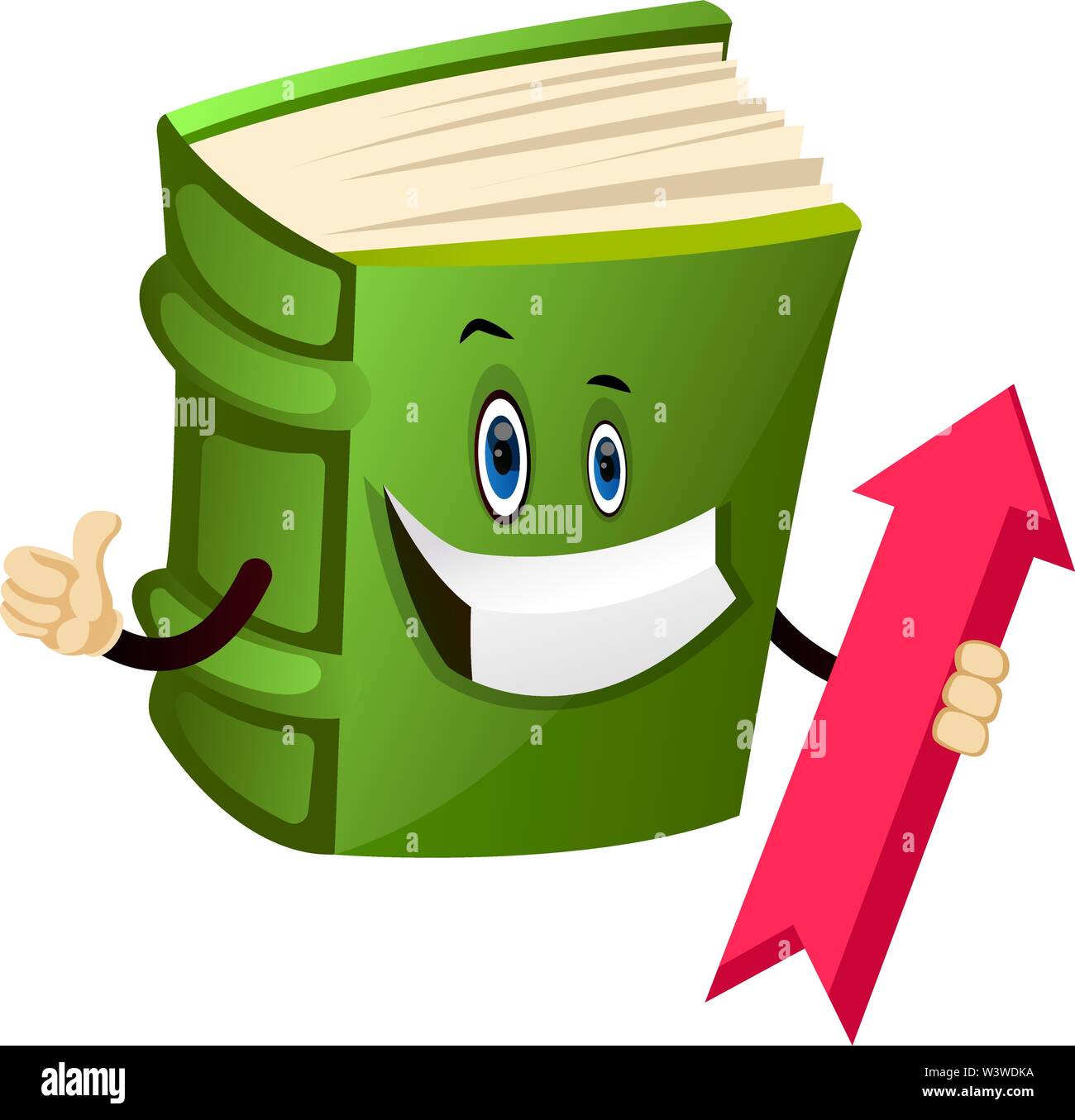 Cartoon buch Charakter ist ein Pfeil, Illustration, Vektor auf weißem Hintergrund. Stock Vektor