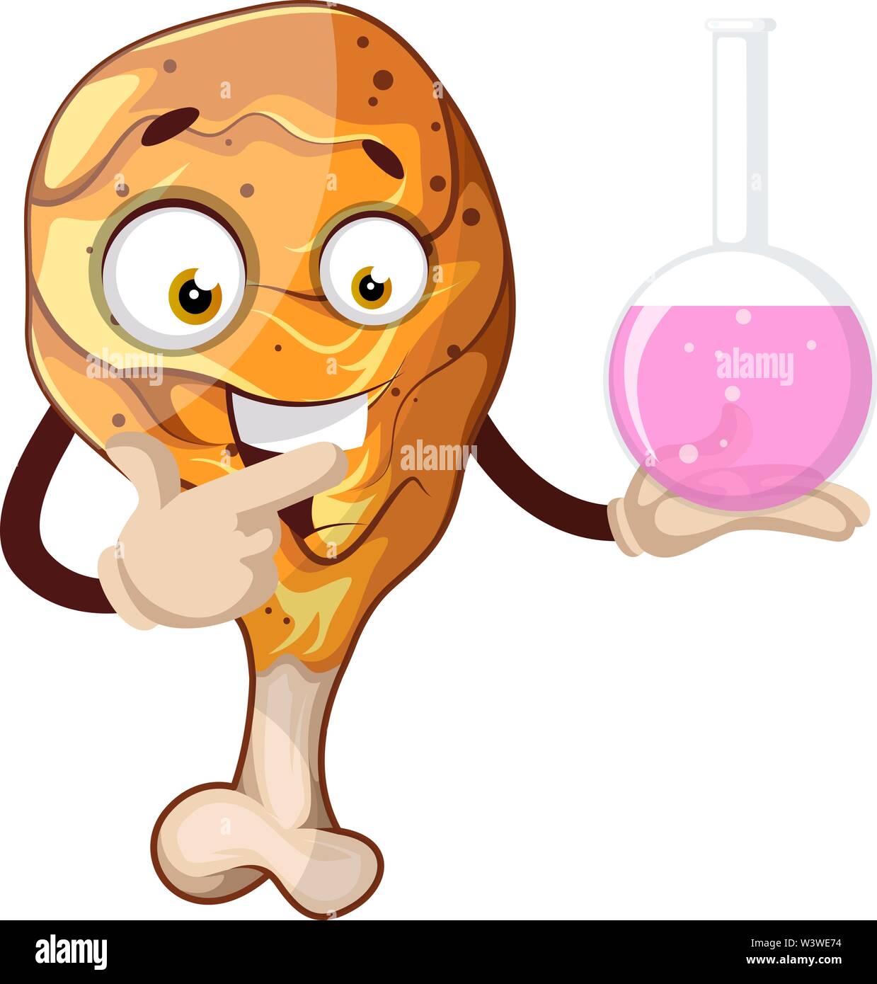 Fried Chicken leg als Chemiker, Illustration, Vektor auf weißem Hintergrund. Stock Vektor