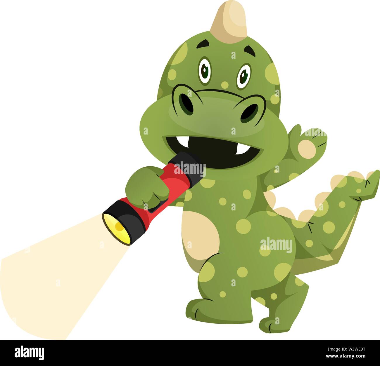Green Dragon ist, Taschenlampe, Illustration, Vektor auf weißem Hintergrund. Stock Vektor