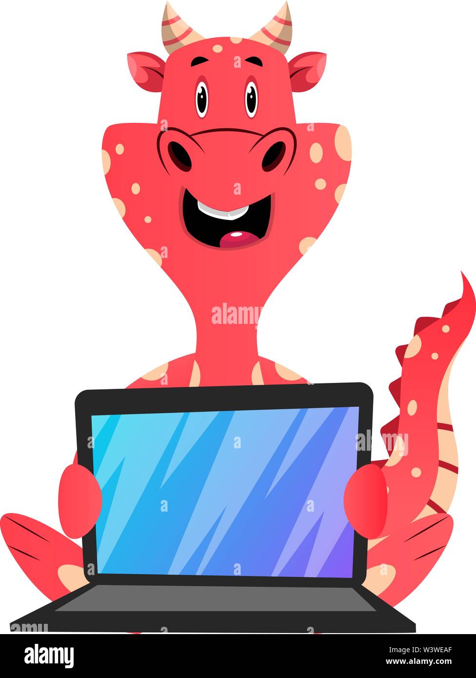 Red Dragon ist, Lap Top, Illustration, Vektor auf weißem Hintergrund. Stock Vektor