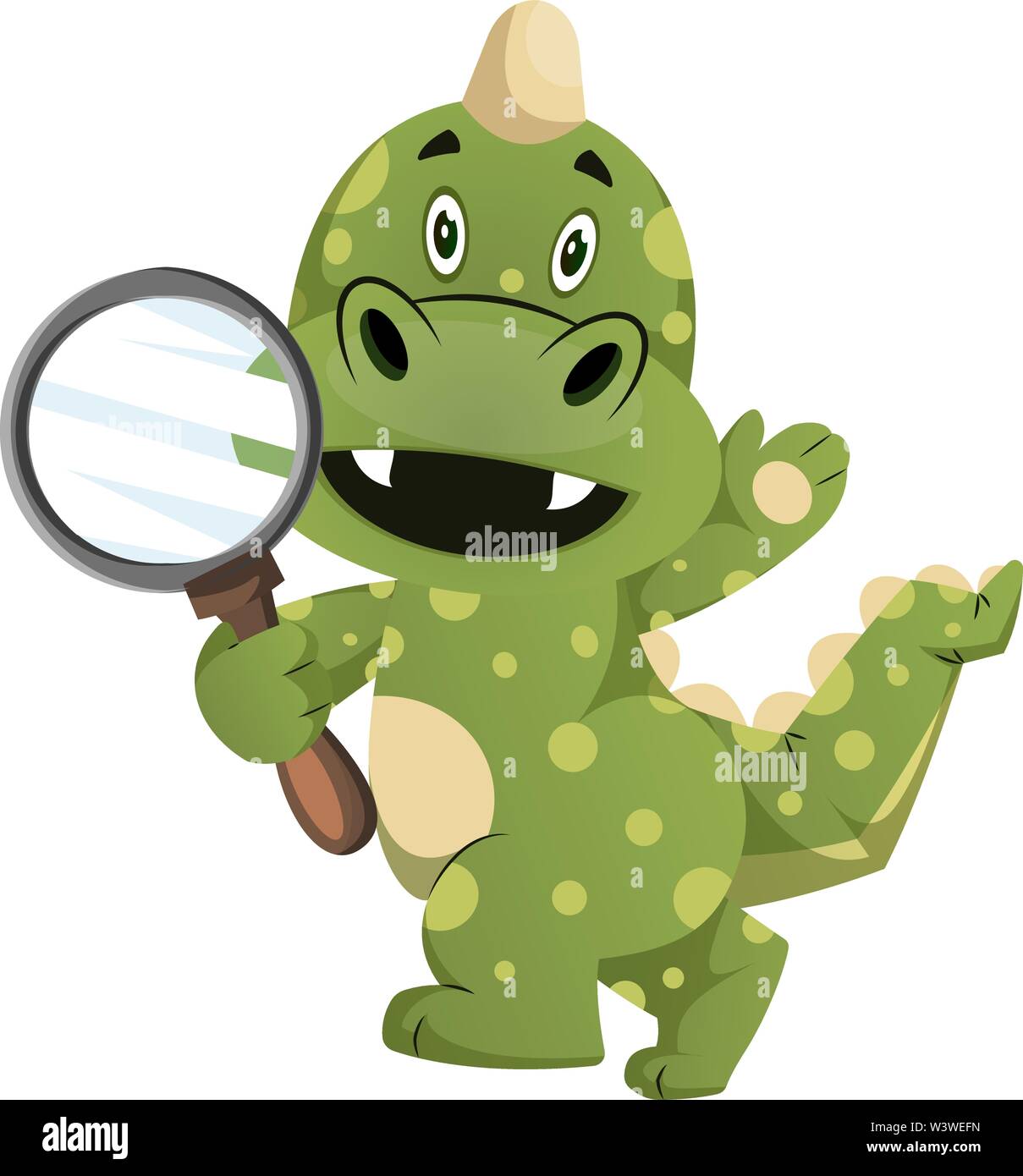 Green Dragon ist die Lupe, Illustration, Vektor auf weißem Hintergrund. Stock Vektor