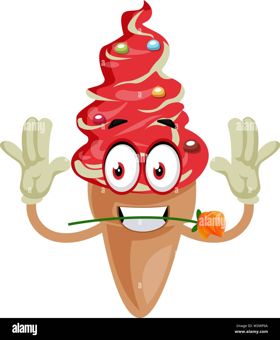 Eis mit Rose, Illustration, Vektor auf weißem Hintergrund. Stock Vektor