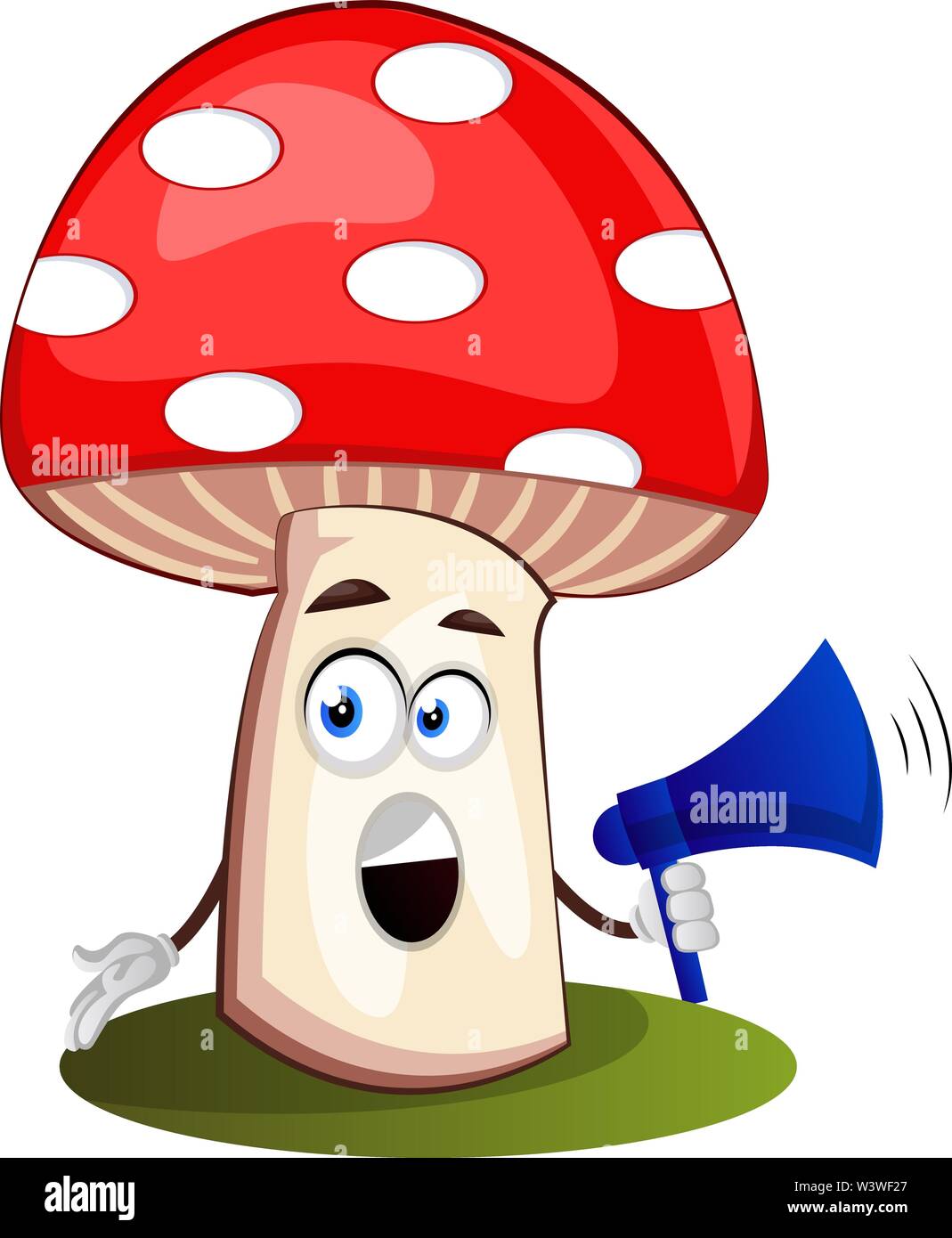 Pilz mit Megaphon, Illustration, Vektor auf weißem Hintergrund. Stock Vektor