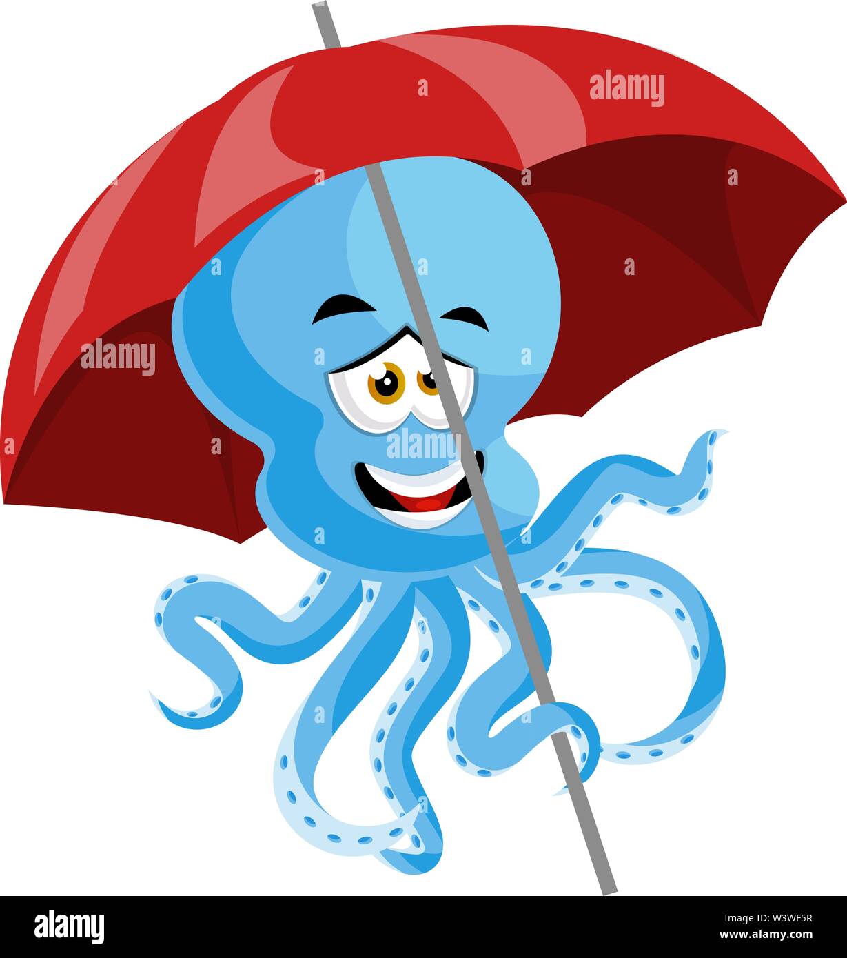 Octopus unter dem Dach, Illustration, Vektor auf weißem Hintergrund. Stock Vektor