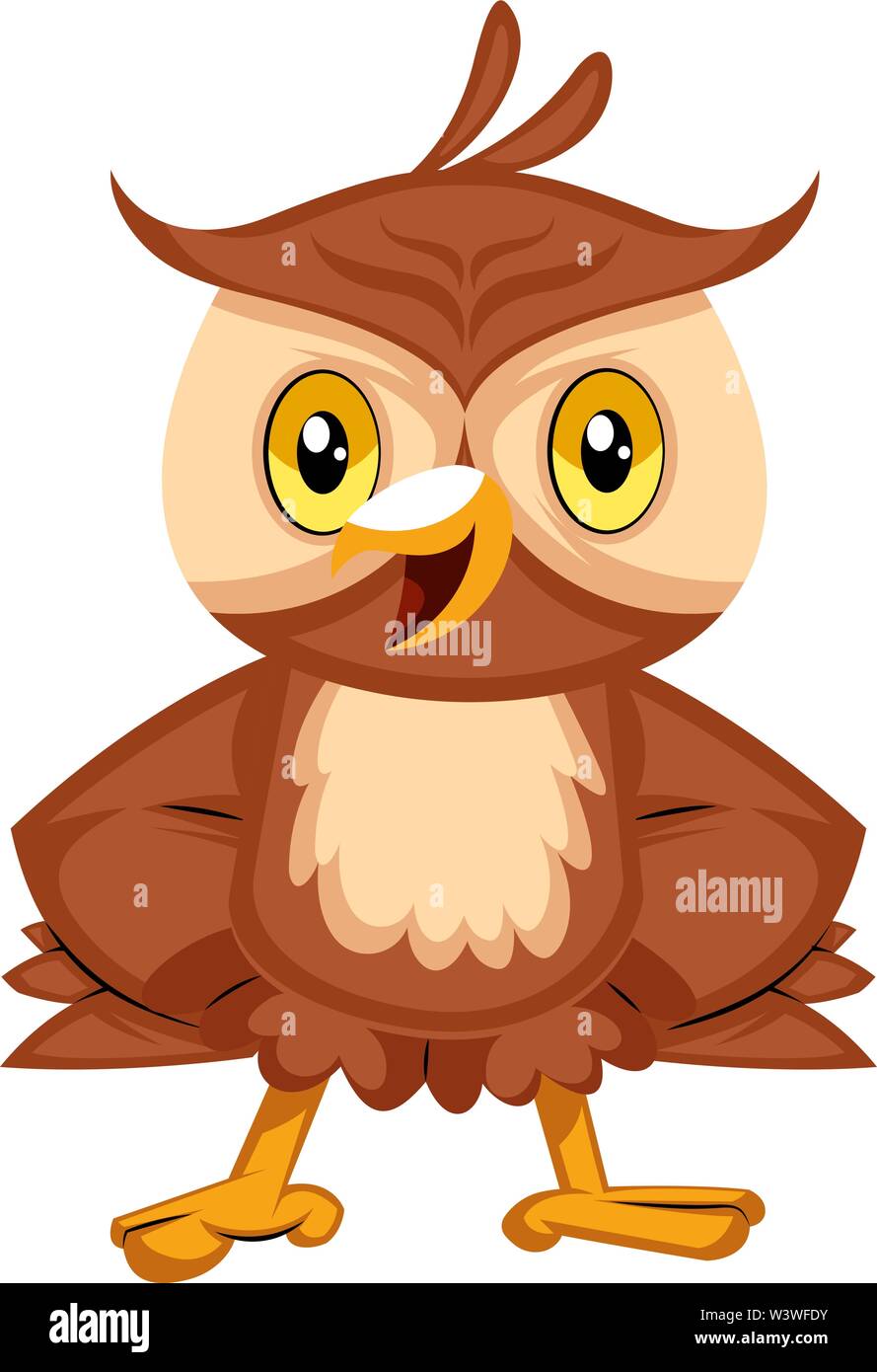 Happy owl lächelnd, Illustration, Vektor auf weißem Hintergrund. Stock Vektor