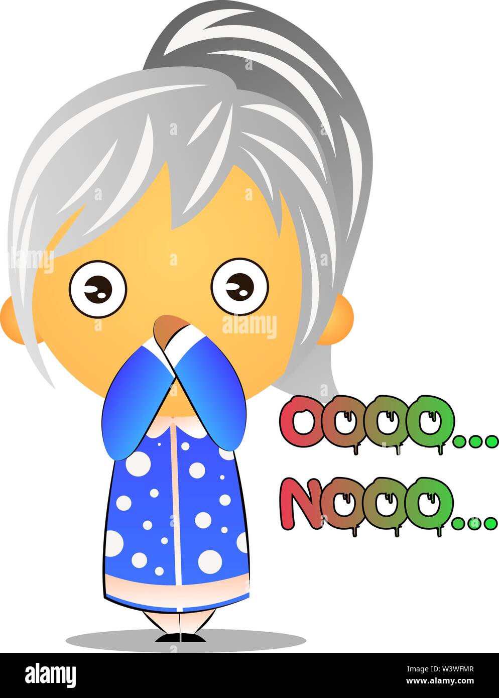 Oma fühlen sich schuldig, Illustration, Vektor auf weißem Hintergrund. Stock Vektor