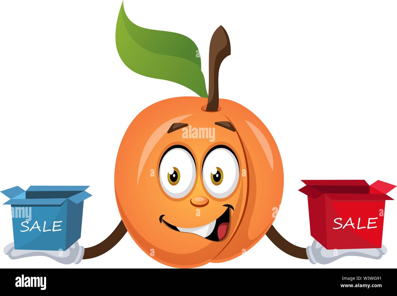 Aprikose auf Verkauf, Illustration, Vektor auf weißem Hintergrund. Stock Vektor