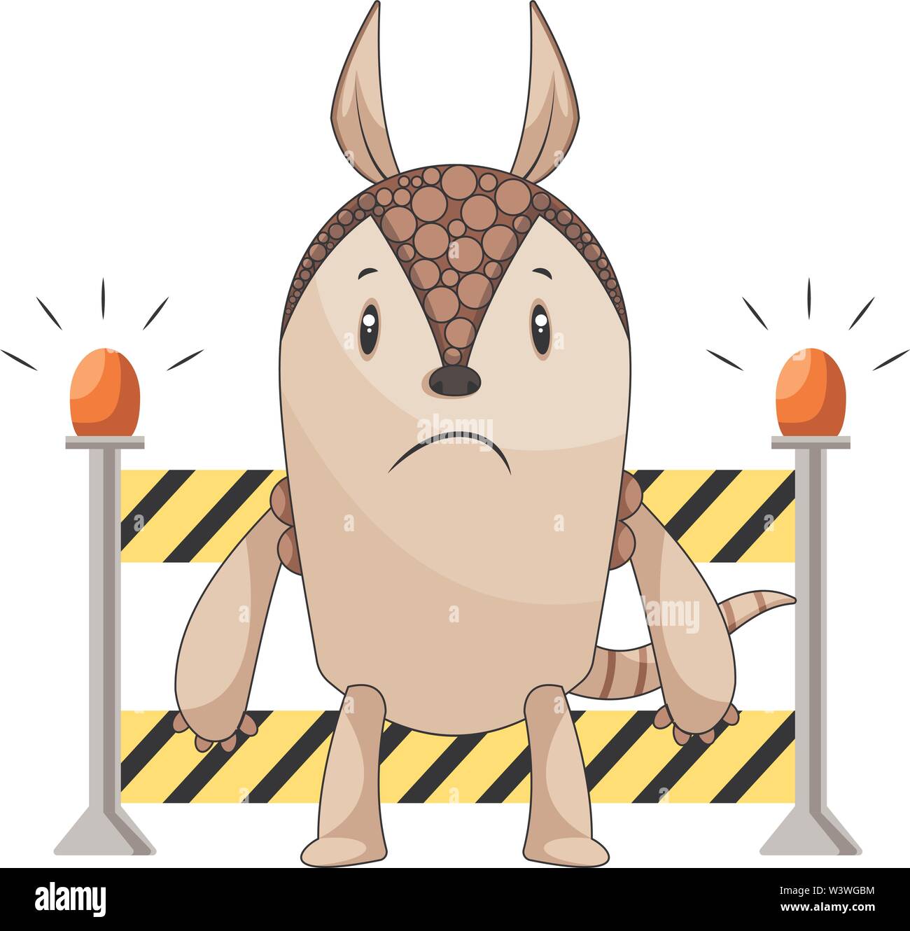 Armadillo auf Arbeitsplatz, Illustration, Vektor auf weißem Hintergrund. Stock Vektor