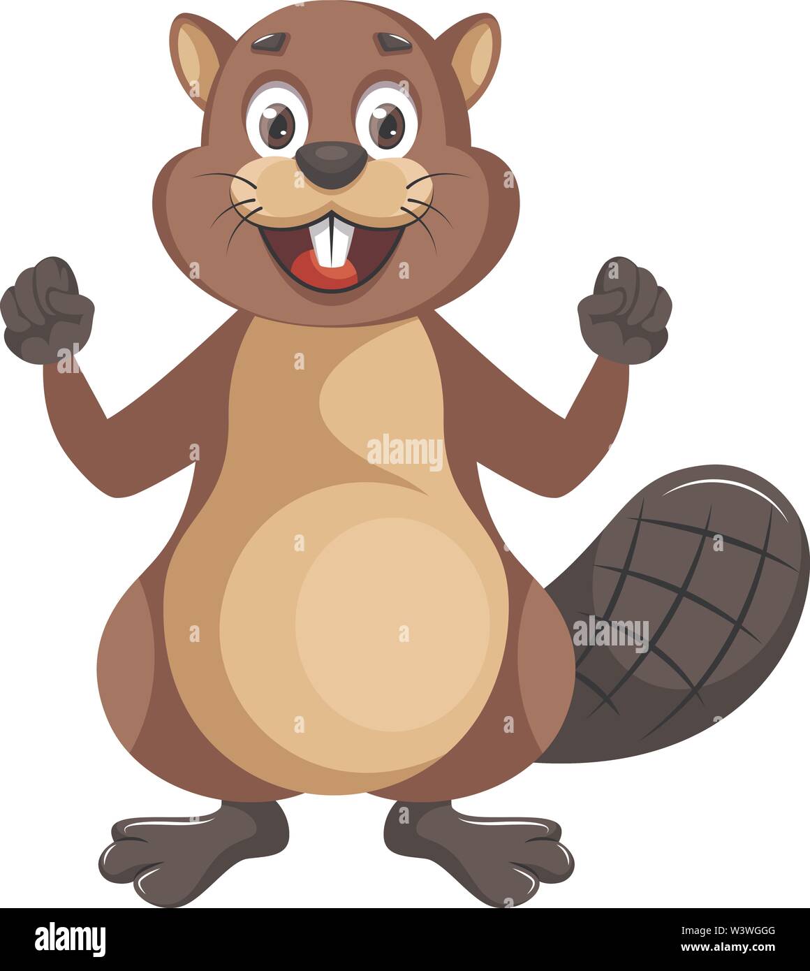 Happy Biber, Illustration, Vektor auf weißem Hintergrund. Stock Vektor