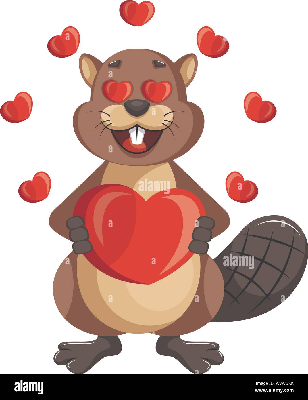 Biber in der Liebe, Illustration, Vektor auf weißem Hintergrund. Stock Vektor