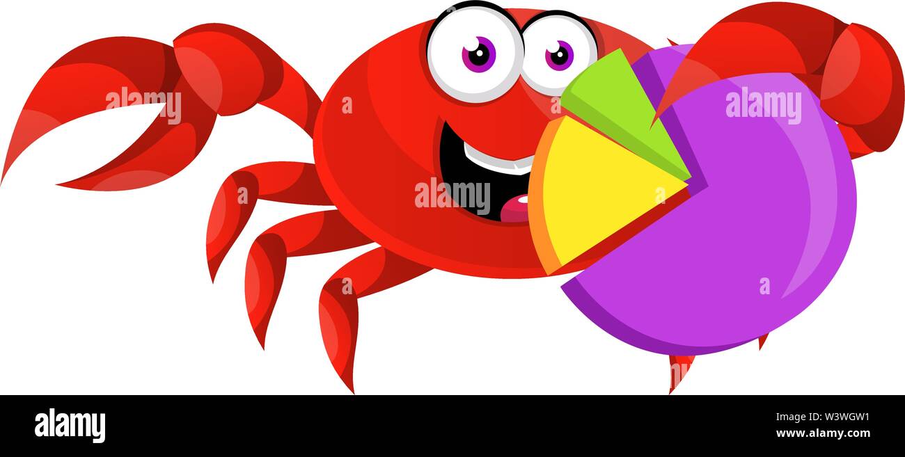 Krabbe mit analytischen Zeichen, Illustration, Vektor auf weißem Hintergrund. Stock Vektor