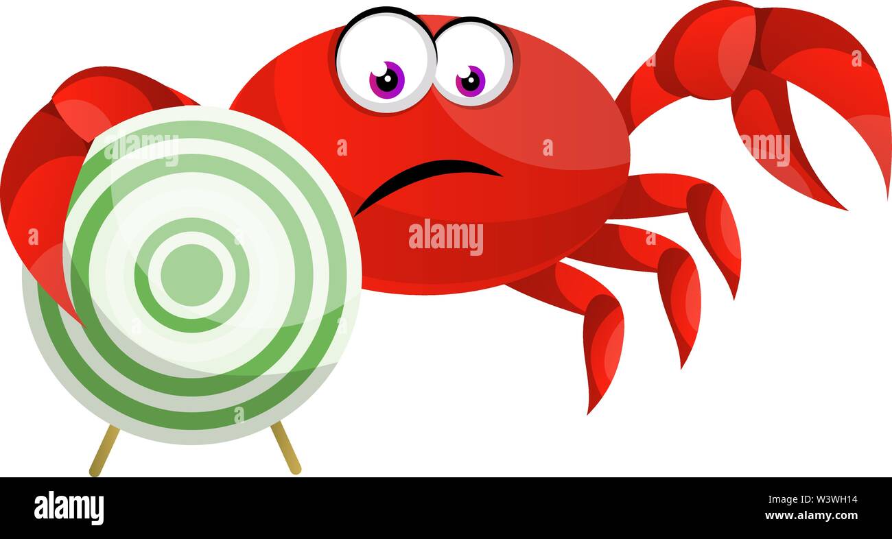 Krabbe mit Ziel, Illustration, Vektor auf weißem Hintergrund. Stock Vektor