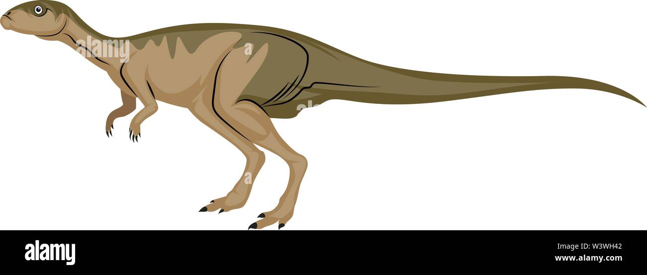 Dinosour mit einem langen Schwanz, Illustration, Vektor auf weißem Hintergrund. Stock Vektor