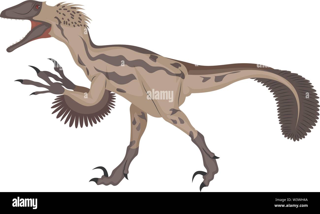 Deinonychus, Illustration, Vektor auf weißem Hintergrund. Stock Vektor