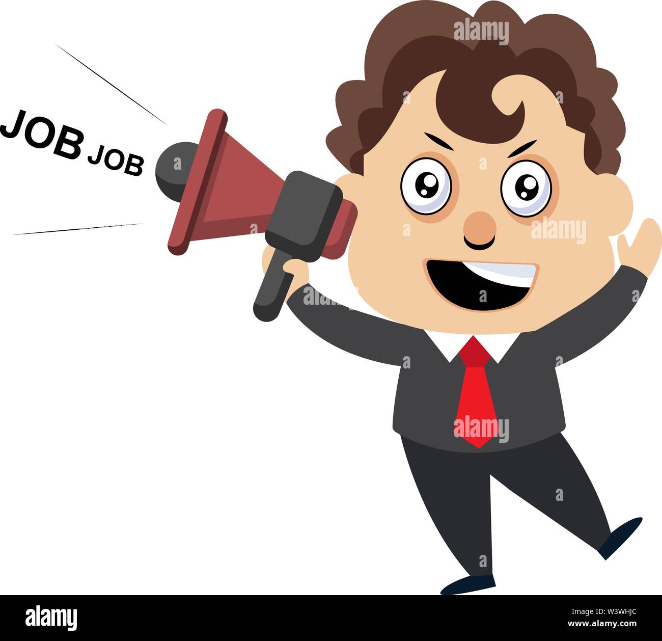 Mann mit Megaphon, Illustration, Vektor auf weißem Hintergrund. Stock Vektor