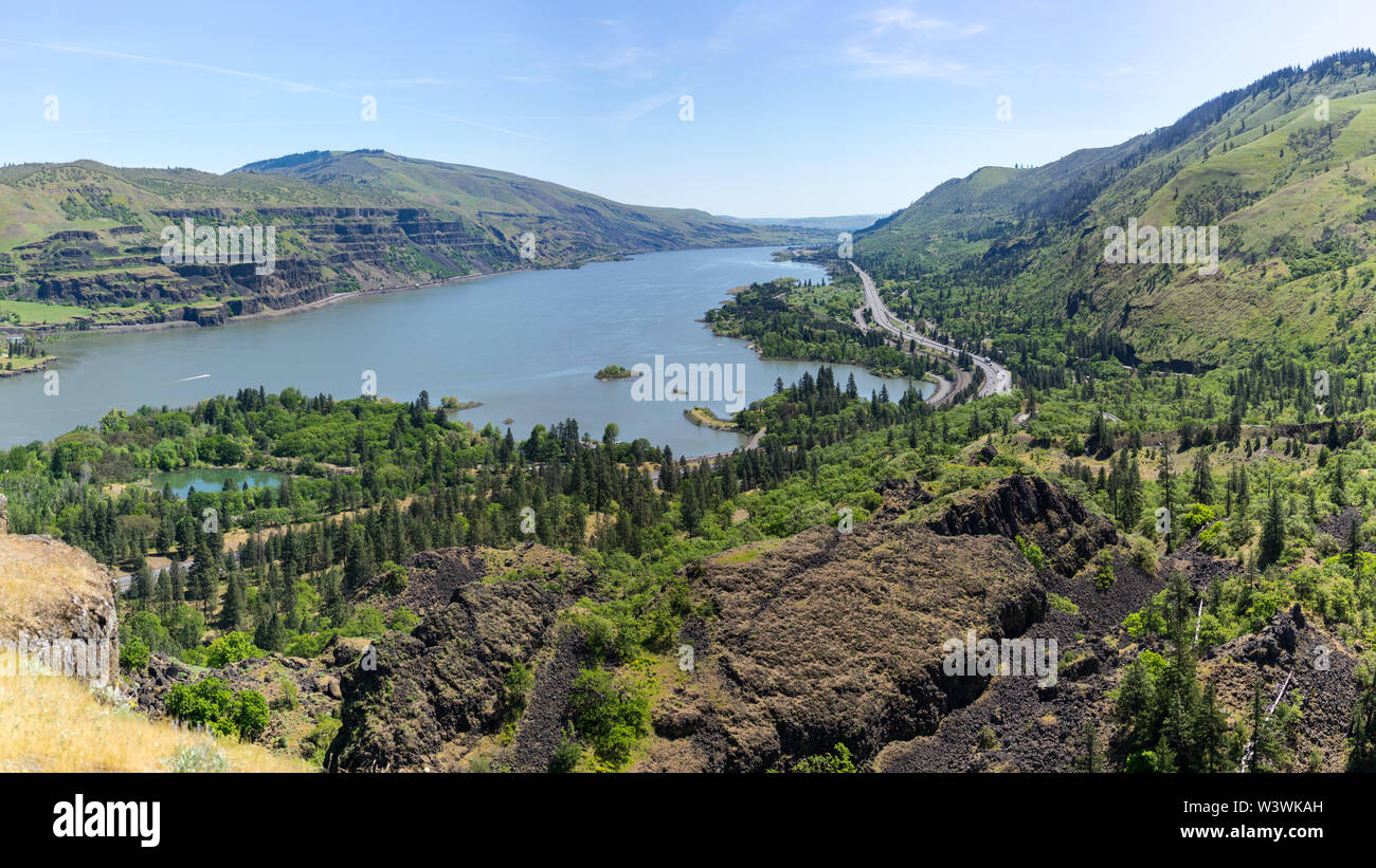 Columbia River an Bord von Washington und Oregon Stockfoto
