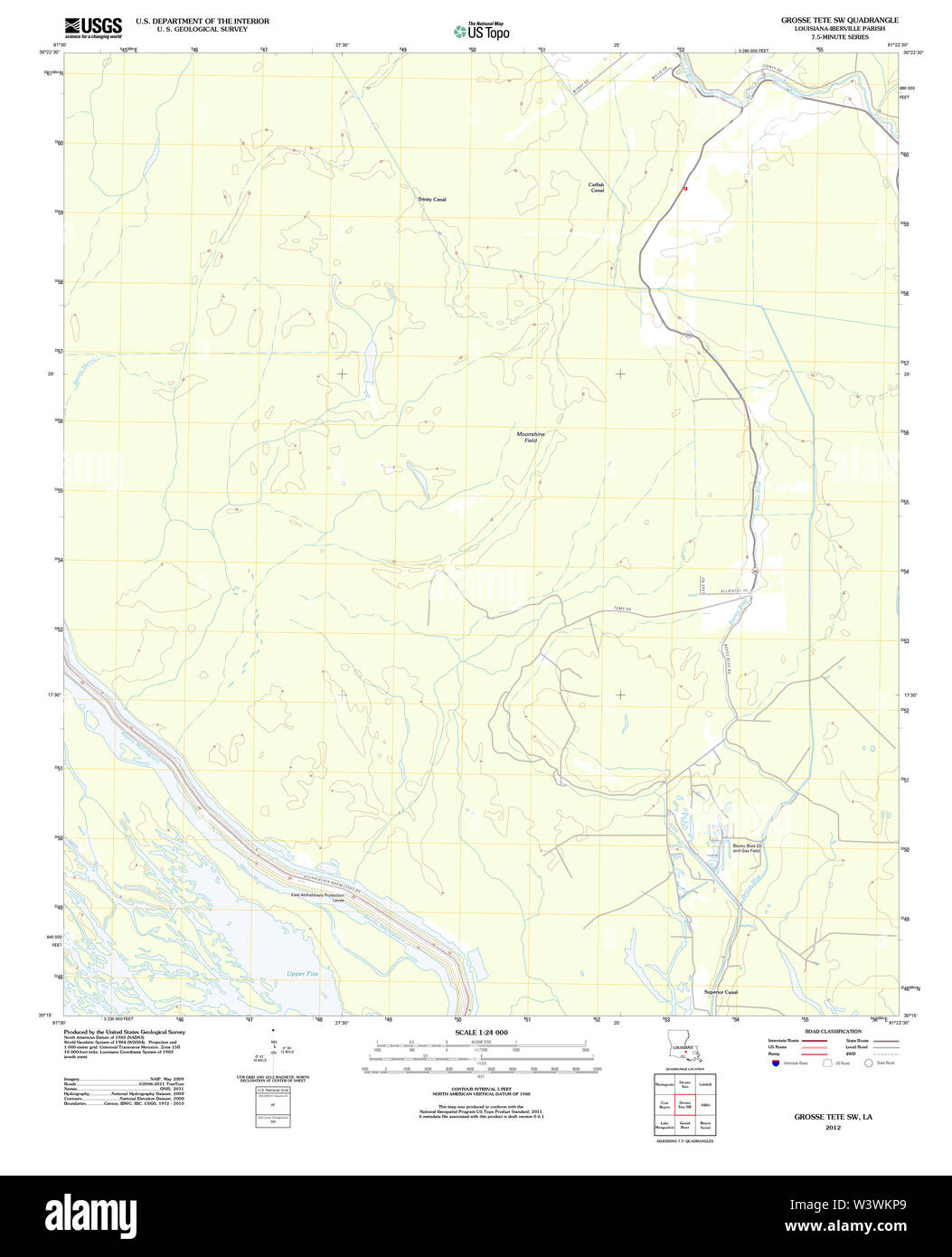 USGS TOPO Karte Louisiana la Grosse Tête SW 20120423 TM Wiederherstellung Stockfoto