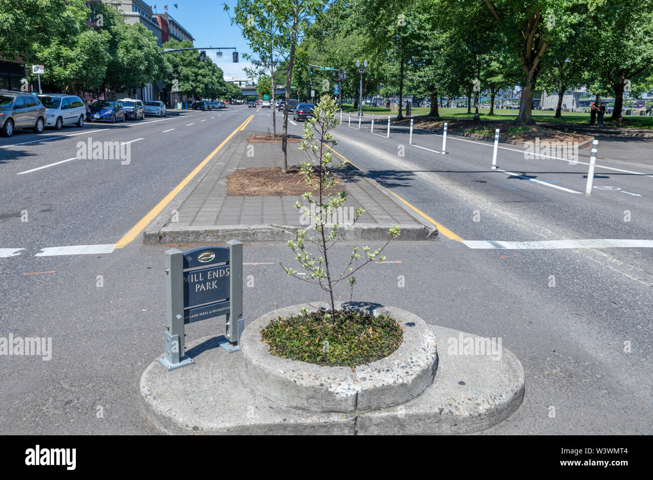 Portland, Oregon - Juni 29, 2019: Mühle Enden Park, der weltweit kleinste Park Stockfoto