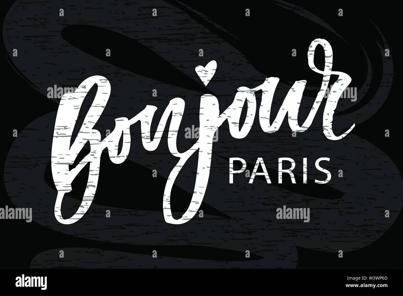 Bonjour Paris Phrase Vektor Schriftzug Kalligraphie Pinsel ChalkboardIllustration Stock Vektor