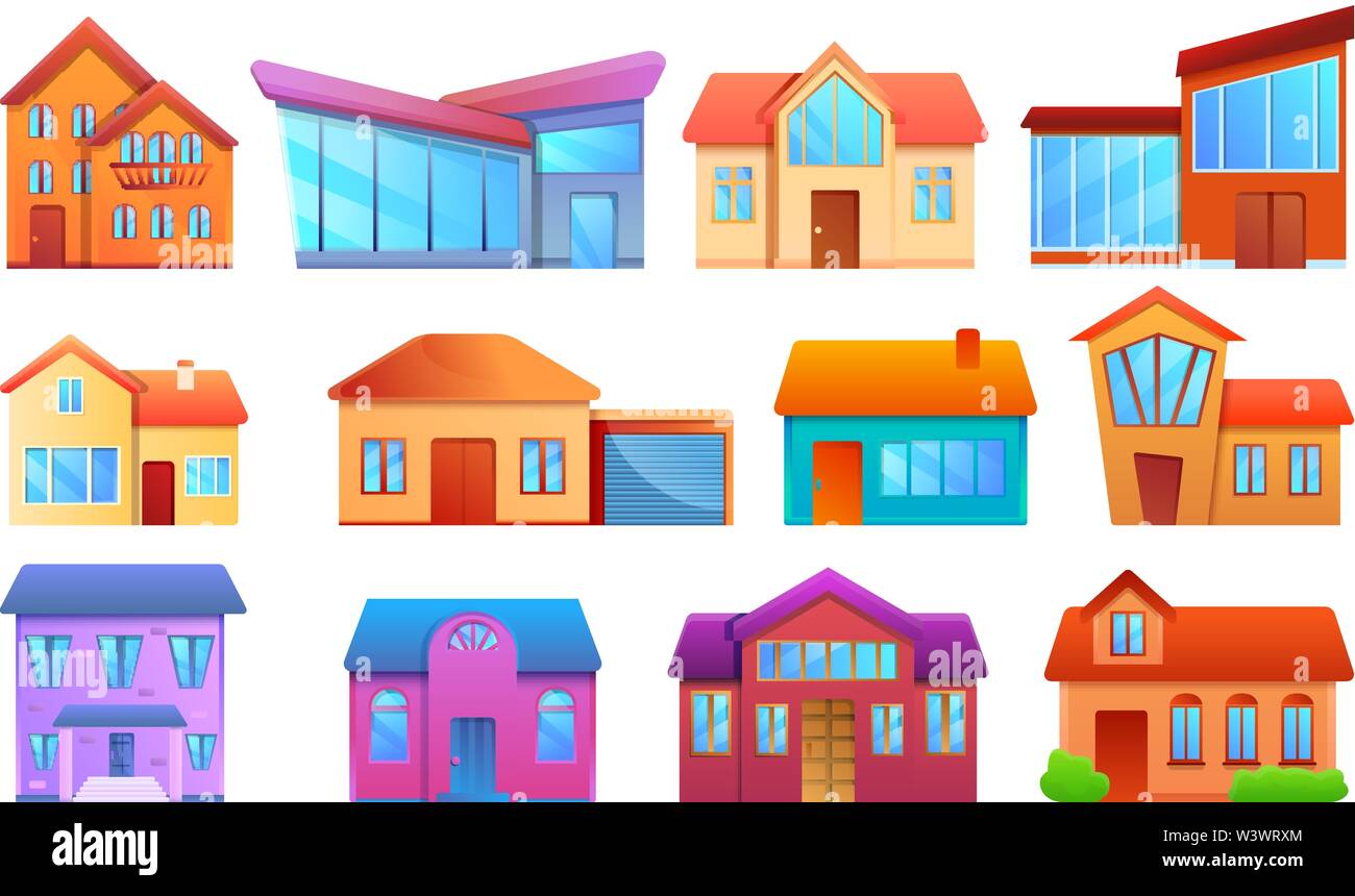Ferienhaus Symbole gesetzt. Cartoon von cottage Vector Icons für Web Design Stock Vektor